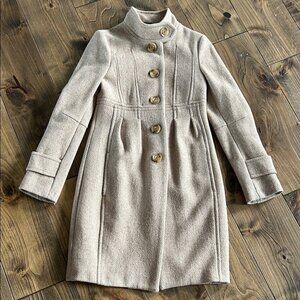 Sisley Women's Wool Pea Coat Herringbone Pattern Size Small